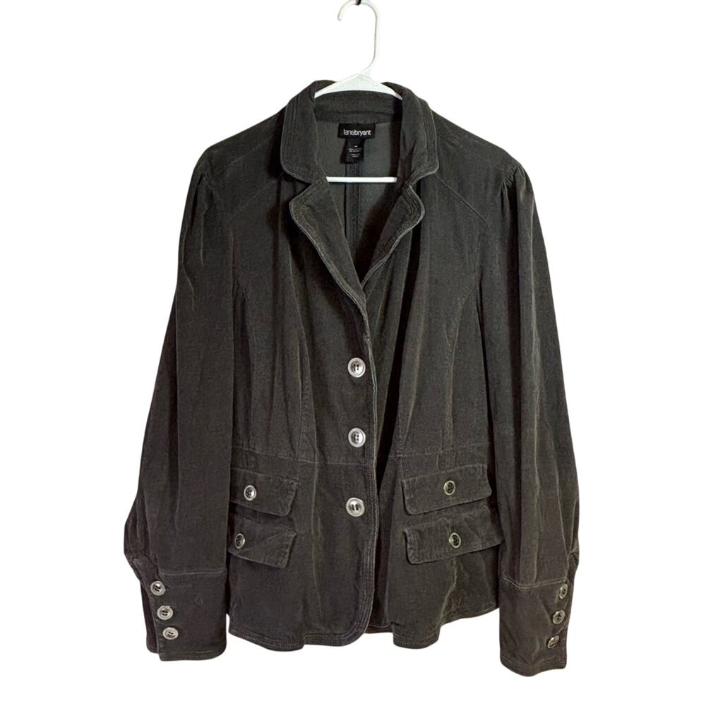 Lane Bryant Dark Gray Button-Up Military Jacket Size 18 C2